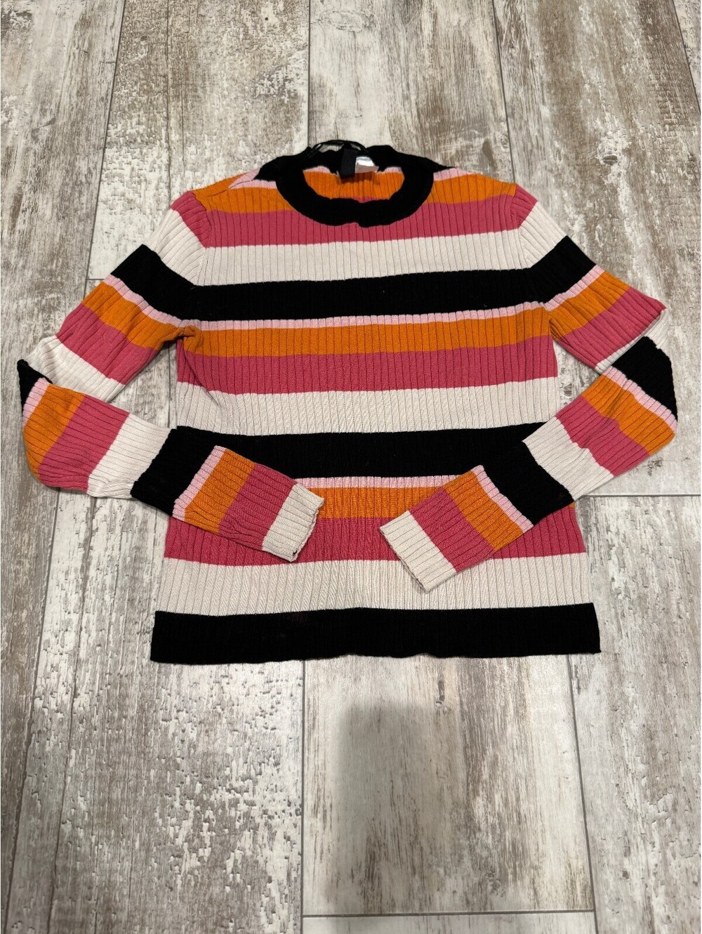 H&M Divided S Striped Ribbed Sweater Y2K Retro Colorful
